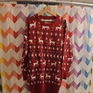 Tipsy Elves Festive Red and White Long Sleeve Dress